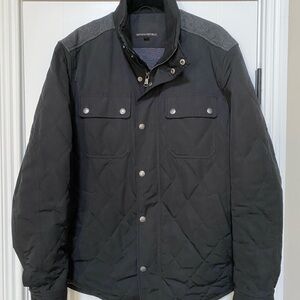 Banana Republic Men's Black and Gray Quilted Field Jacket
